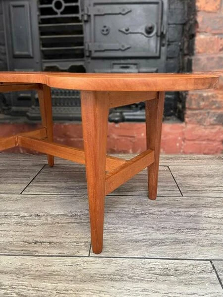 Mid Century Solid Teak Wood Guitar Coffee Table Circa 1960