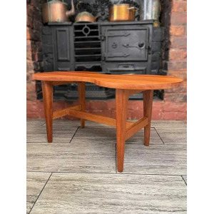 Mid Century Solid Teak Wood Guitar Coffee Table Circa 1960