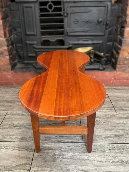 Mid Century Solid Teak Wood Guitar Coffee Table Circa 1960