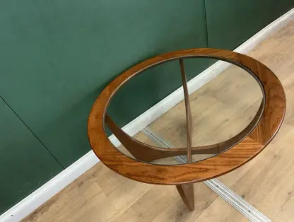 Mid Century Teak Glass Top Round G Plan Astro Coffee Table - Image 2