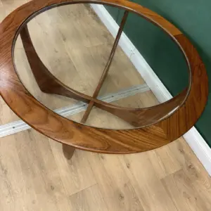 Mid Century Teak Glass Top Round G Plan Astro Coffee Table