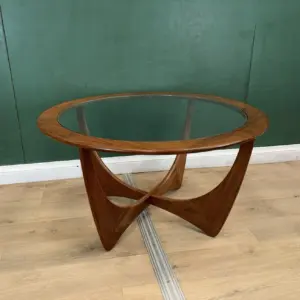 Mid Century Teak Glass Top Round G Plan Astro Coffee Table