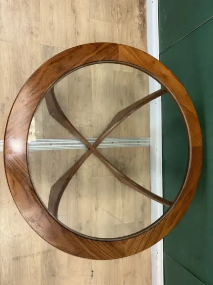 Mid Century Teak Glass Top Round G Plan Astro Coffee Table - Image 6