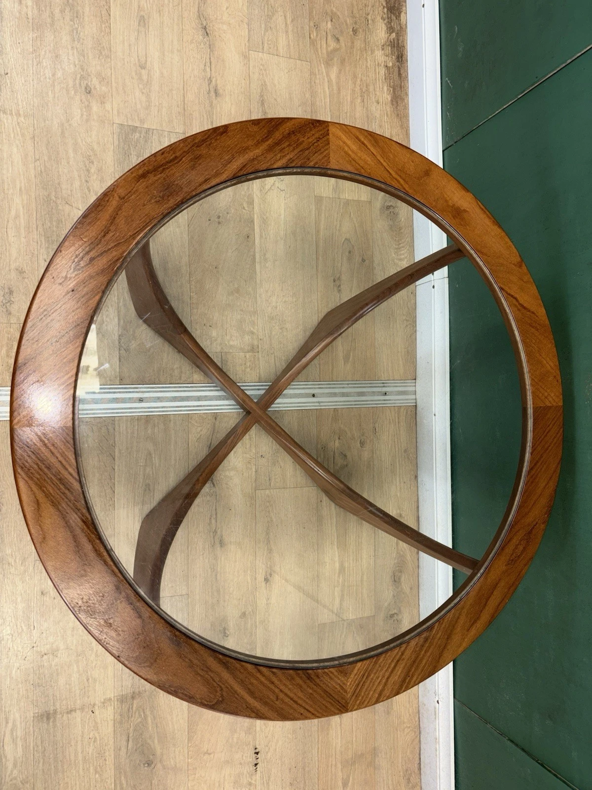 Mid Century Teak Glass Top Round G Plan Astro Coffee Table
