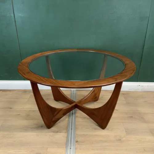 Mid Century Teak Glass Top Round G Plan Astro Coffee Table
