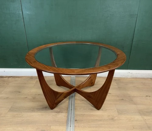 Mid Century Teak Glass Top Round G Plan Astro Coffee Table
