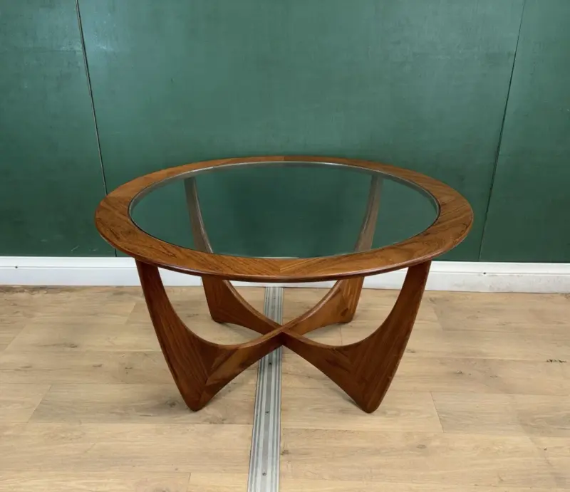 Mid Century Teak Glass Top Round G Plan Astro Coffee Table