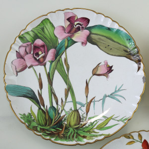 A pretty set 3X antique Victorian Minton hand-painted pottery Plates C.19thC