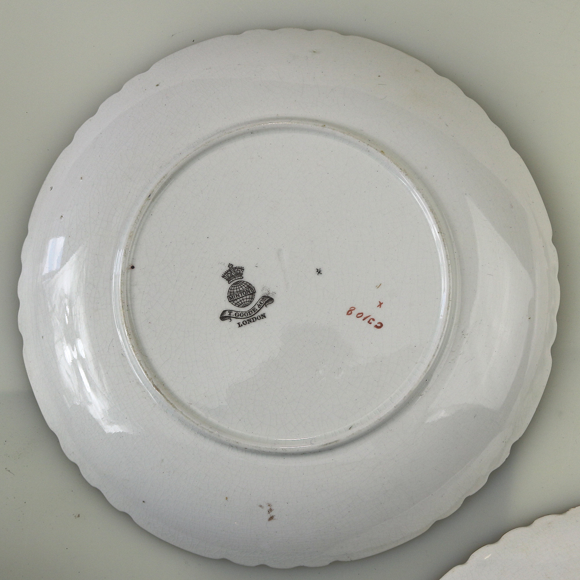 A pretty set 3X antique Victorian Minton hand-painted pottery Plates C.19thC