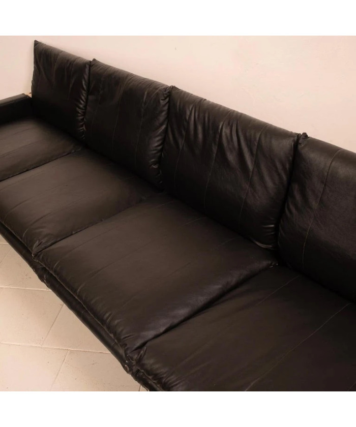 Modular Black Eco Leather Sofa by Giovannetti