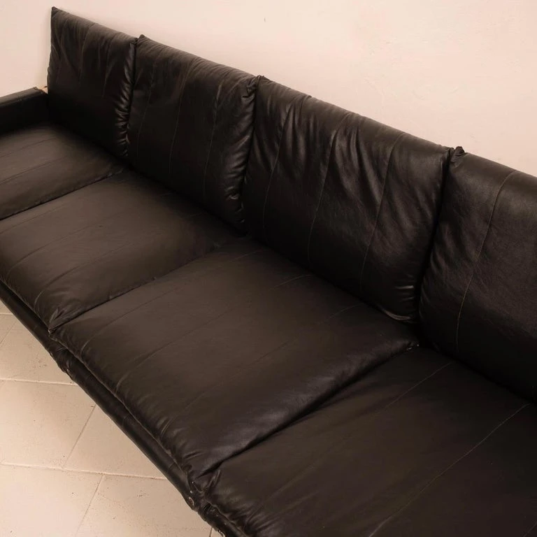 Modular Black Eco Leather Sofa by Giovannetti