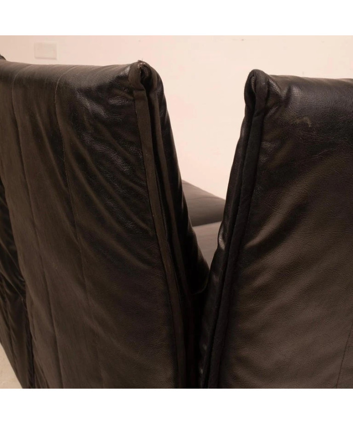 Modular Black Eco Leather Sofa by Giovannetti