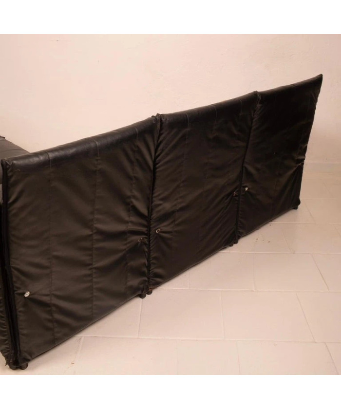 Modular Black Eco Leather Sofa by Giovannetti