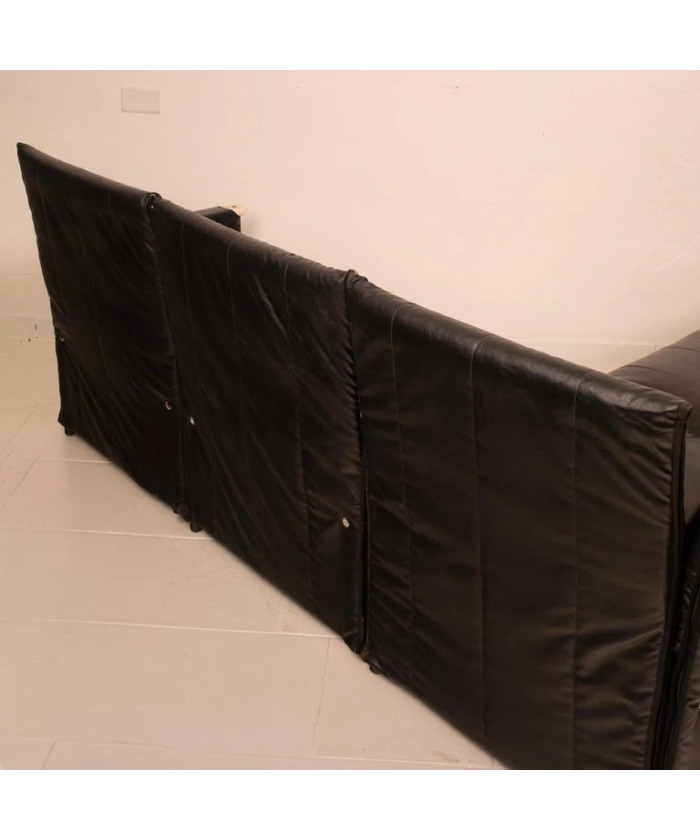 Modular Black Eco Leather Sofa by Giovannetti