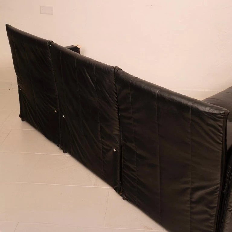 Modular Black Eco Leather Sofa by Giovannetti
