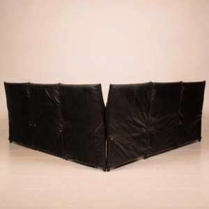 Modular Black Eco Leather Sofa by Giovannetti