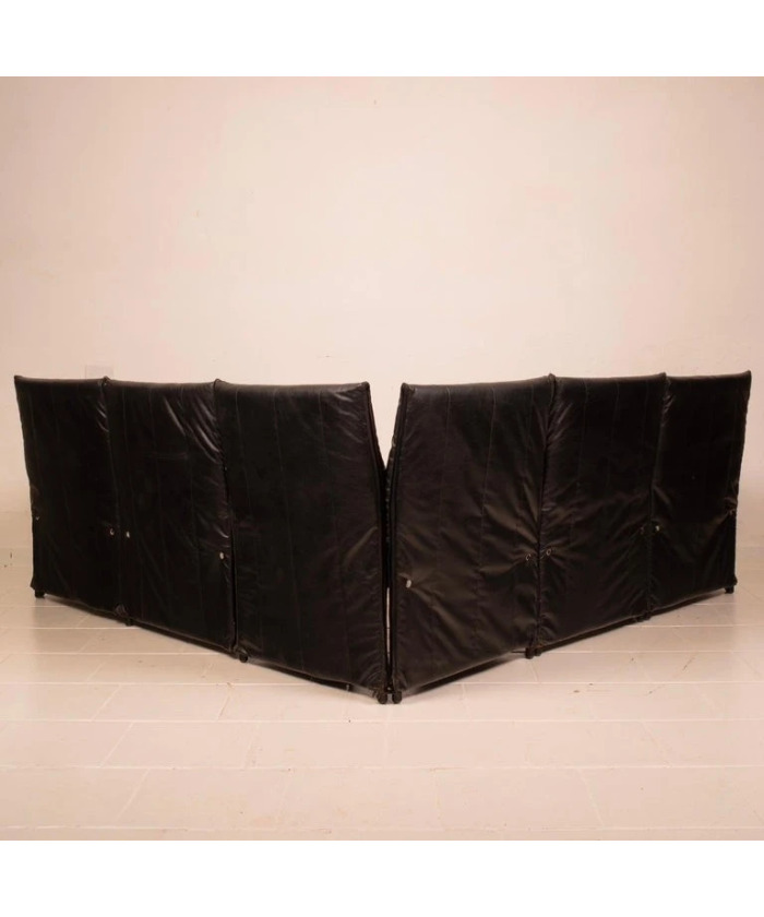 Modular Black Eco Leather Sofa by Giovannetti