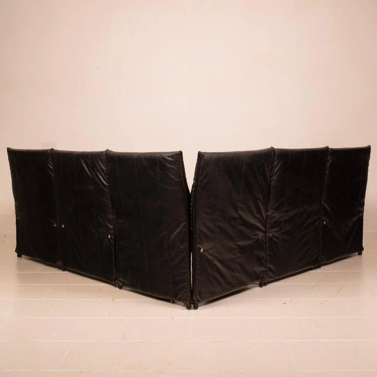 Modular Black Eco Leather Sofa by Giovannetti