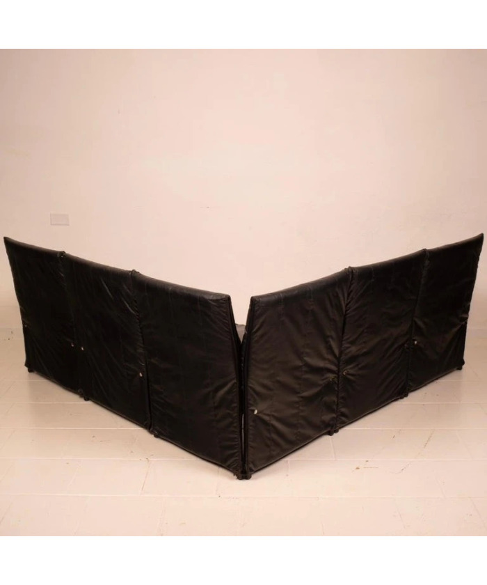 Modular Black Eco Leather Sofa by Giovannetti