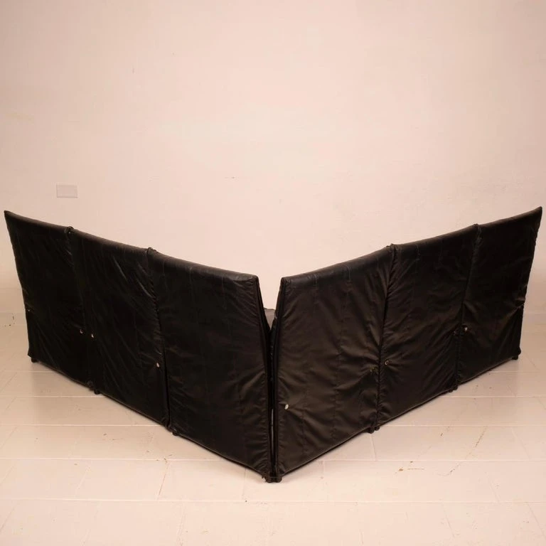 Modular Black Eco Leather Sofa by Giovannetti