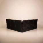 Modular Black Eco Leather Sofa by Giovannetti