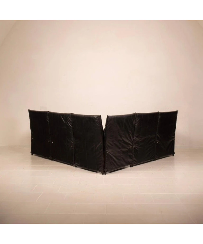 Modular Black Eco Leather Sofa by Giovannetti