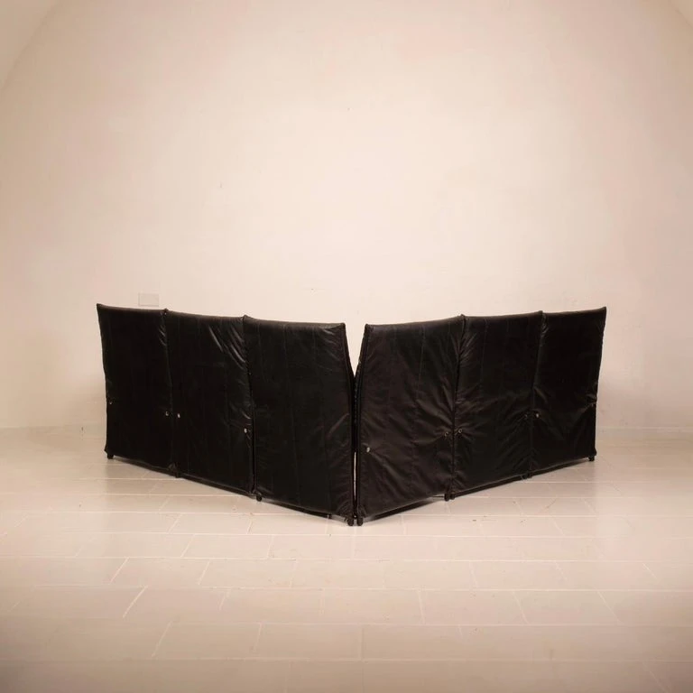 Modular Black Eco Leather Sofa by Giovannetti