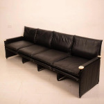 Modular Black Eco Leather Sofa by Giovannetti