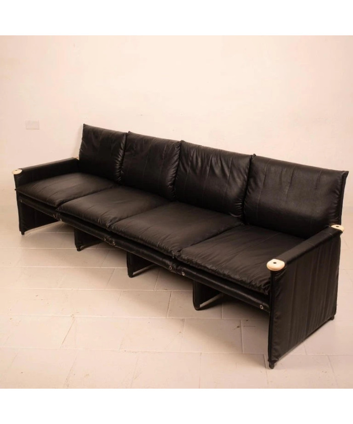 Modular Black Eco Leather Sofa by Giovannetti