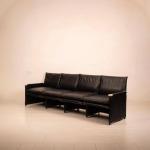 Modular Black Eco Leather Sofa by Giovannetti