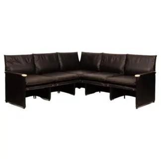 Modular Black Eco Leather Sofa by Giovannetti