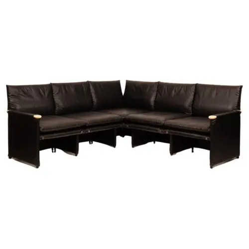 Modular Black Eco Leather Sofa by Giovannetti