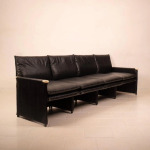 Modular Black Eco Leather Sofa by Giovannetti
