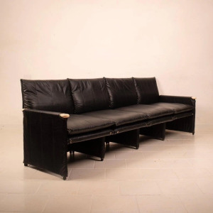 Modular Black Eco Leather Sofa by Giovannetti