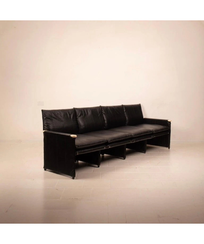 Modular Black Eco Leather Sofa by Giovannetti