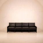 Modular Black Eco Leather Sofa by Giovannetti