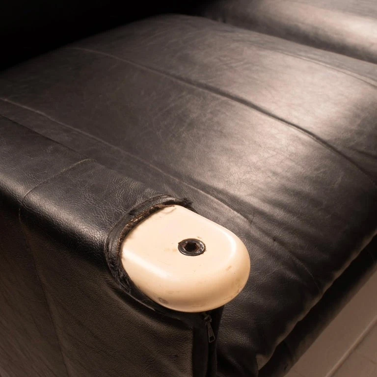 Modular Black Eco Leather Sofa by Giovannetti