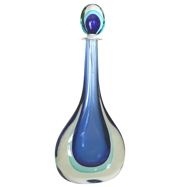 Gigantic 55.5 cm Art Glass Murano Sommerso Cenedese teardrop bottle Vase C.20thC