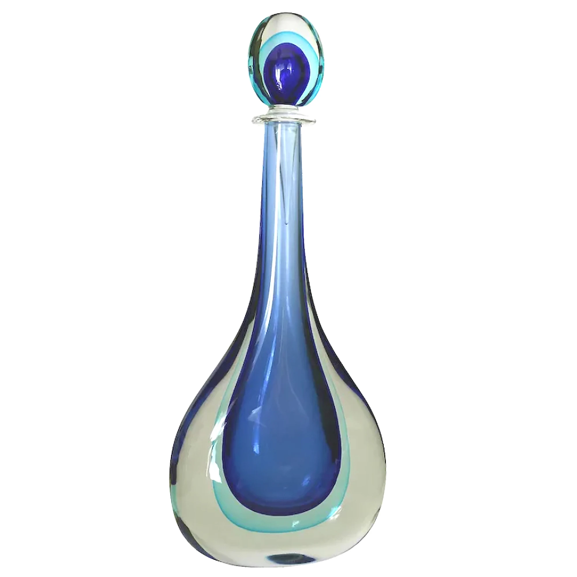 Gigantic 55.5 cm Art Glass Murano Sommerso Cenedese teardrop bottle Vase C.20thC
