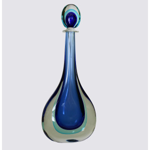 Gigantic 55.5 cm Art Glass Murano Sommerso Cenedese teardrop bottle Vase C.20thC