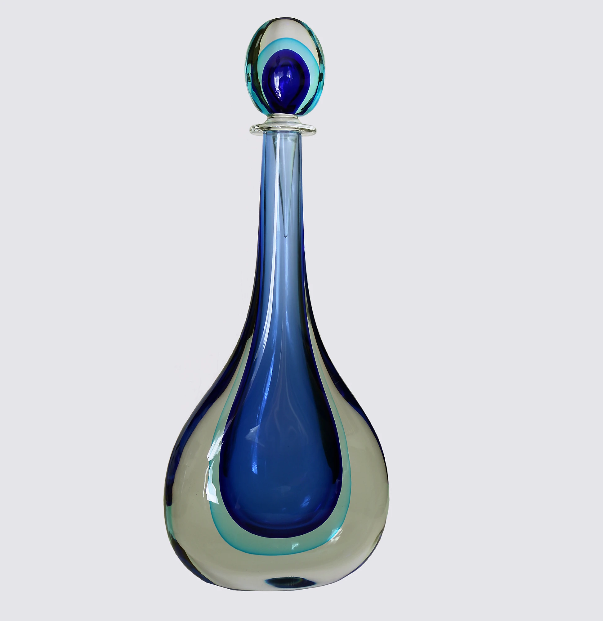 Gigantic 55.5 cm Art Glass Murano Sommerso Cenedese teardrop bottle Vase C.20thC