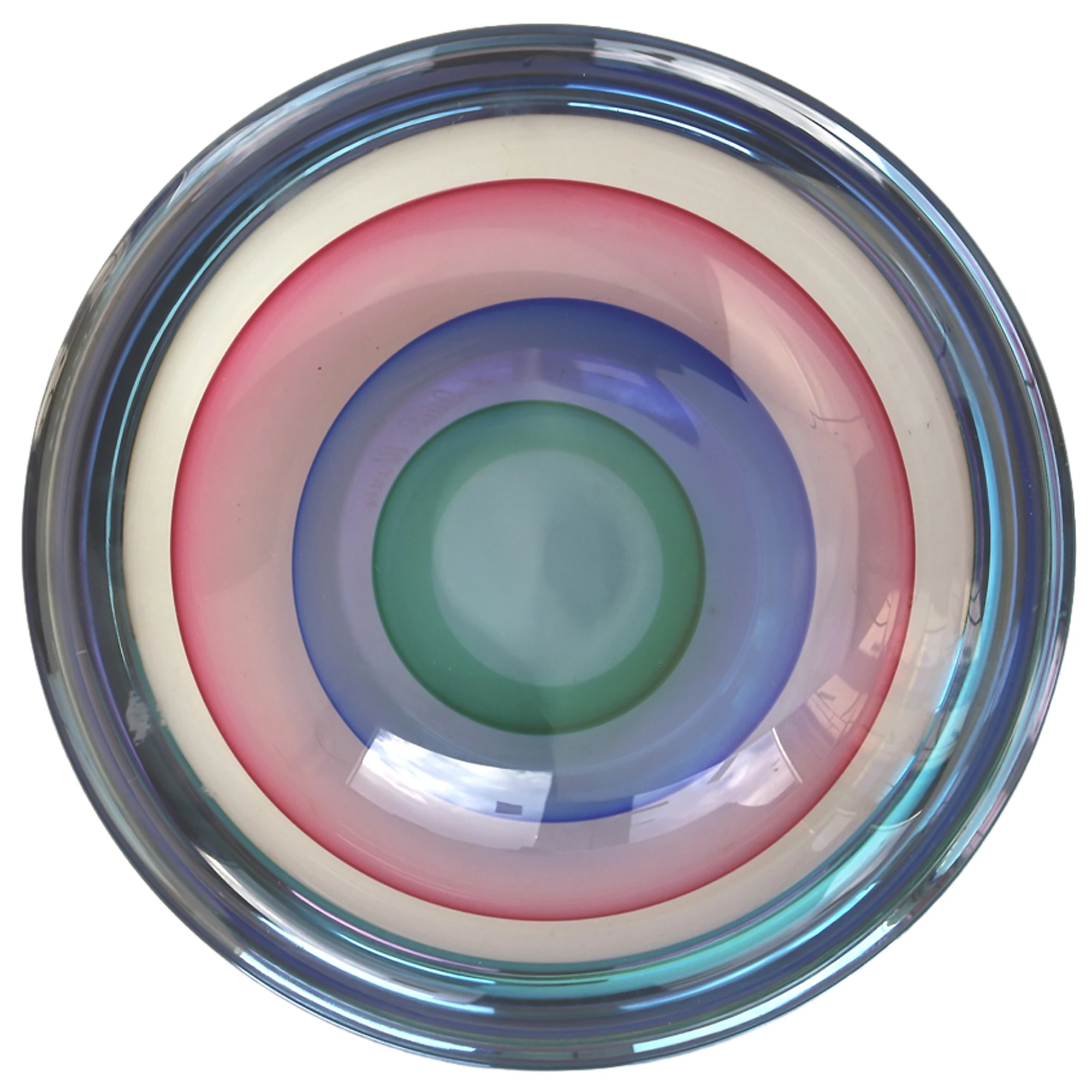 A very good & large mid-century Italian Art Glass Murano Sommerso Bowl signed by Luigi Onesto 23cm C.20thC