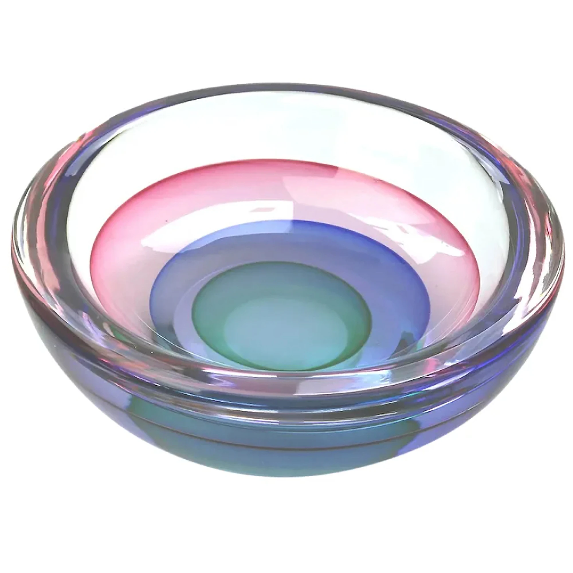 A very good & large mid-century Italian Art Glass Murano Sommerso Bowl signed by Luigi Onesto 23cm C.20thC