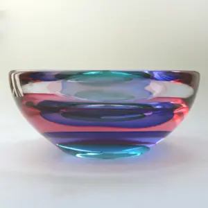 A very good & large mid-century Italian Art Glass Murano Sommerso Bowl signed by Luigi Onesto 23cm C.20thC