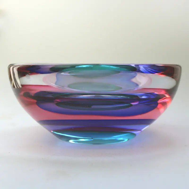 A very good & large mid-century Italian Art Glass Murano Sommerso Bowl signed by Luigi Onesto 23cm C.20thC