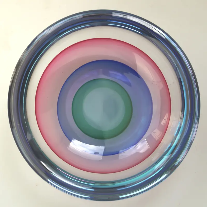 A very good & large mid-century Italian Art Glass Murano Sommerso Bowl signed by Luigi Onesto 23cm C.20thC