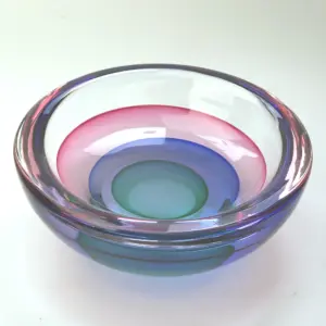 A very good & large mid-century Italian Art Glass Murano Sommerso Bowl signed by Luigi Onesto 23cm C.20thC