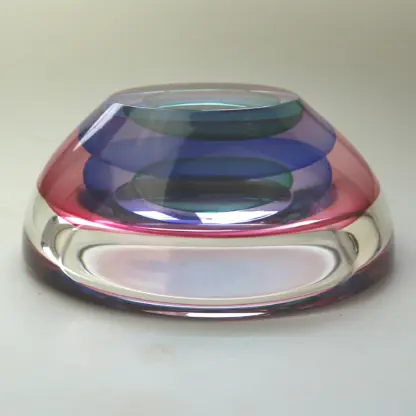 A very good & large mid-century Italian Art Glass Murano Sommerso Bowl signed by Luigi Onesto 23cm C.20thC - Image 11
