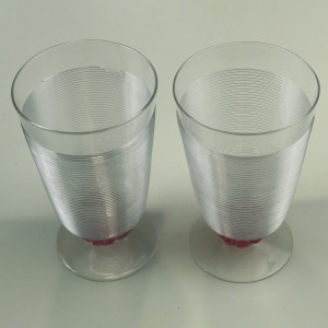 A fine pair vintage Murano art glass trailed & applied hand-made Goblets C.20thC