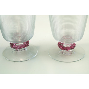 A fine pair vintage Murano art glass trailed & applied hand-made Goblets C.20thC